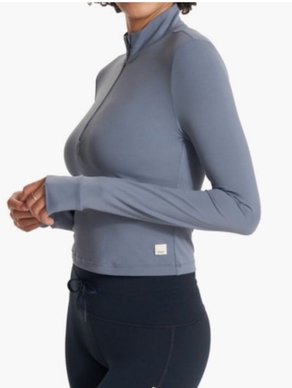 Vuori Studio Half Zip Cropped Quarter-Zip Top in Slate Blue Long Sleeve, size M - Picture 2 of 11